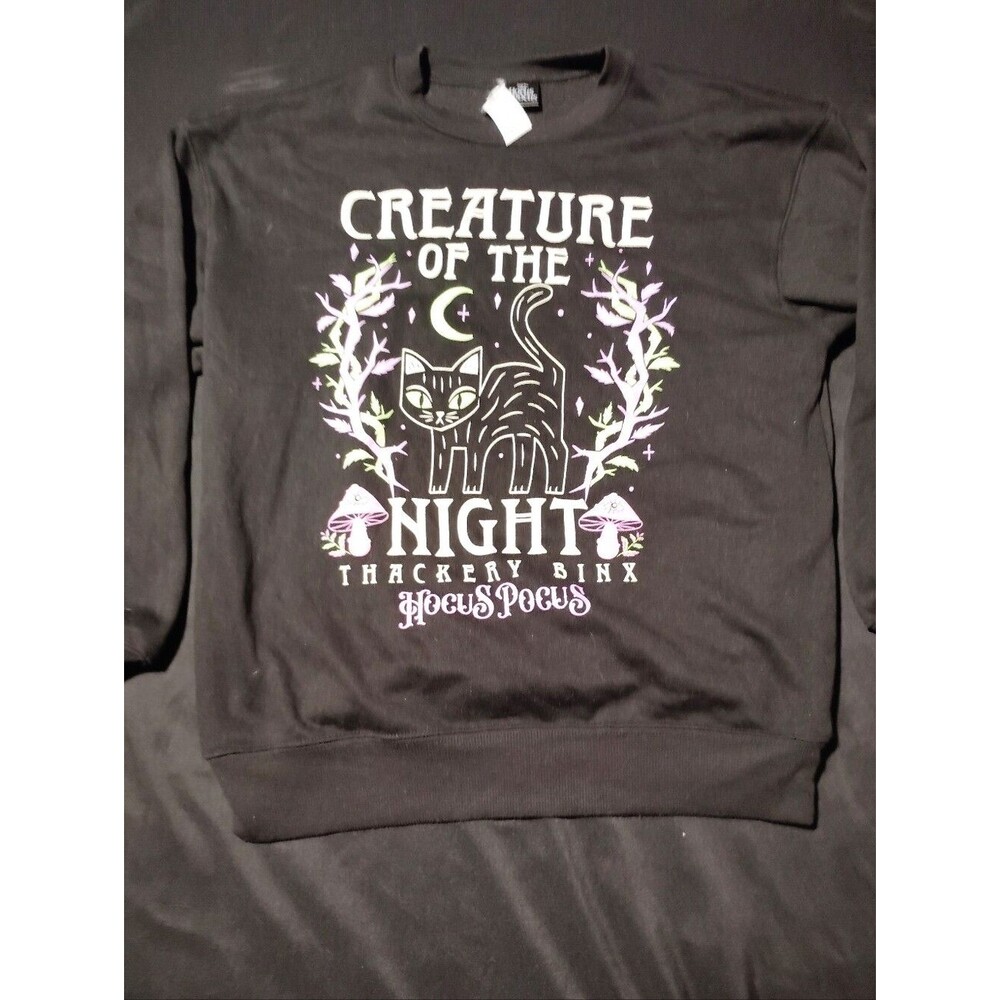 Disney Thackery Binx Sweatshirt with Purple & Green Hocus Pocus Cat & Spell